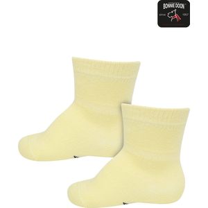 Bonnie Doon Basic Sokken Baby Licht Geel 0/4 maand - 2 paar - Unisex - Organisch Katoen - Jongens en Meisjes - Stay On Socks - Basis Sok - Zakt niet af - Gladde Naden - GOTS gecertificeerd - 2-pack - Multipack - Custard - OL9344012.193