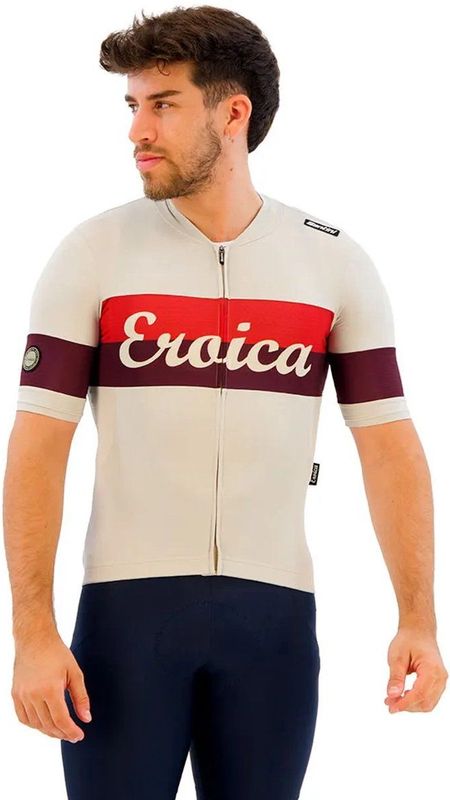 Santini Eroica Quiete Korte Mouw Wielertrui Beige S Man,Vrouw