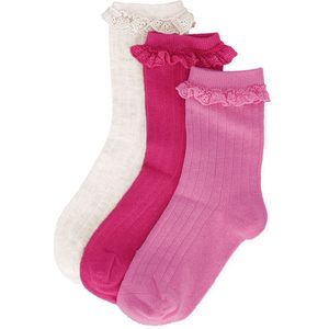 iN ControL 3pack RIB socks RUFFLE fuchsia 23/26