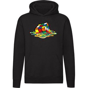 Gesmolten Rubiks Cube Hoodie - game - retro - wiskunde - denken - puzzel - leren - verf - schilder - rubix - nerd - spel - grappig - unisex - trui - sweater - capuchon