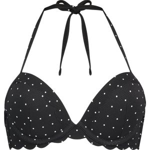 Hunkemöller Dames Badmode Voorgevormde push-up beugel bikinitop Scallop Cup A - E - Zwart - maat B65