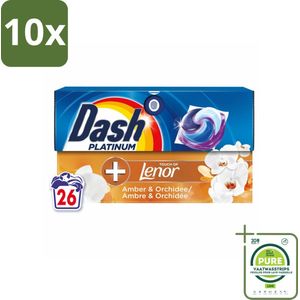 10 x Dash – Wasmiddelcapsules – 4in1 Pods Amber & Orchidee – 26 capsules - Grootverpakking - Wasmiddel - Waspod - Frisse Geur - Reiniging - Vlekverwijdering