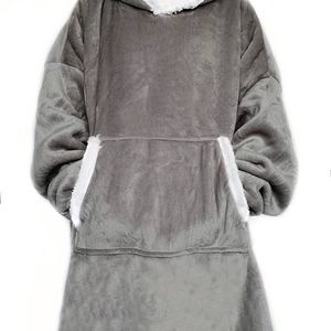 Nivard Knuffeldeken - Plaid - Onesie - Hoodie Deken Met Mouwen - Fleece Blanket - Dames - Heren - Kinderen - Extra Zacht - Grijs