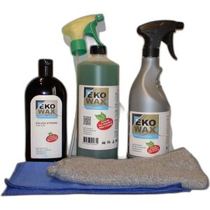 Ekowax - 750 ml wassen zonder water - 1 L Cleaner - 500 ml Polish - 2 microvezeldoek GRATIS