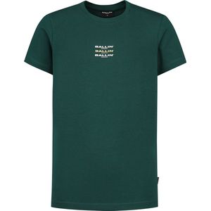 Ballin Amsterdam - Jongens Slim Fit T-shirt - Groen - Maat 116