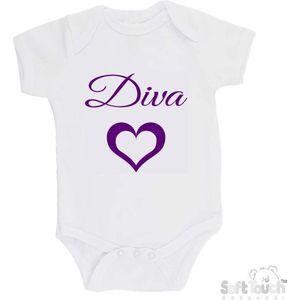 100% katoenen Romper ""Diva"" Meisjes Katoen Wit/paars Maat 62/68