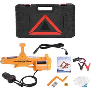 3 Ton Electric Jack - 12 V DC - Lifting Hitch - Two-Stage Lifting Height (12-35 cm en 17-42 cm) met Opbergdoos en Handschoenen voor SUV - Van - Werkplaats - Nooduitrusting