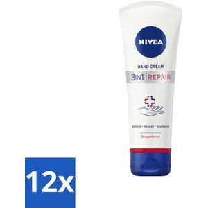 NIVEA - Handcrème - 3-in-1 Herstel - Verlicht - Herstelt - Beschermt - 100 ml - Voordeelverpakking - 12 stuks