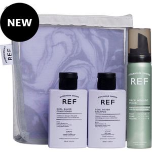 REF Stockholm - Cool Silver Pakket - Kerstpakket - Vakantiepakket - Reisverpakkingen - Shampoo Conditioner Fiber Mousse