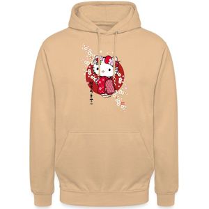 Hello Kitty In Een Rode Kimono En Kersenbloesems Hoodie Unisex