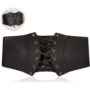Brenzoos - Zwarte korsetriem voor dames - brede veterriem voor jurk, shirt en cosplay kostuum
