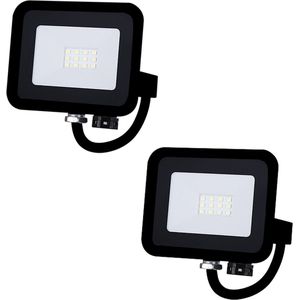 LED bouwlamp zwart - Voordeelset 2 stuks - 10W - 800 lumen - Met beugel