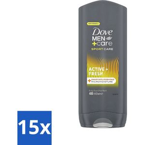 15 x Dove - Douchegel - Men+ Care Active Fresh - Verfrissend en langdurige bescherming - 400 ml - Douchegel Mannen - Frisse Geur - Actieve Mannen - Huid Reinigen - PH Neutraal