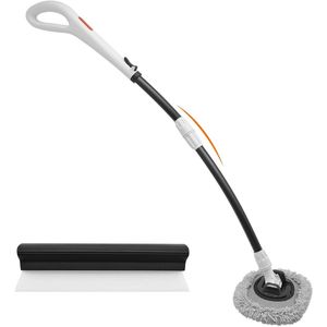 Window Cleaning Tool with Extendable Long Handle 15° Curved Car Window Cleaner with Reusable Microfiber Pad and Squeegee Washing Brush Set for Car RV Truck Glass Wiper