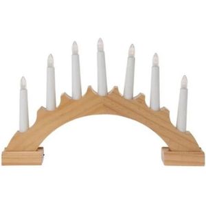 Candle Bridge 7Led Wood Round Kerst Nampook