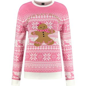 Foute Kersttrui Dames & Heren - Pink Gingerbread - Kerstcadeau Volwassenen - Dames en Heren - Maat 3XL