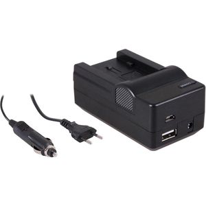 Huismerk 4-in-1 acculader voor Panasonic VW-VBT190 / VW-VBT380 - compact en licht - laden via stopcontact, auto, USB en Powerbank