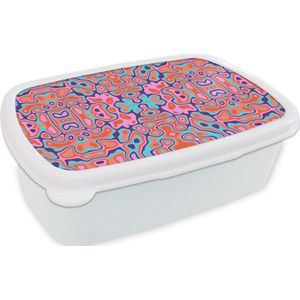 Broodtrommel Wit - Lunchbox - Brooddoos - Patronen - Lavalamp - Abstract - 18x12x6 cm - Volwassenen