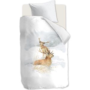 Marjolein Bastin - Deerly - Dekbedovertrek - Grijs - Flanel - Eenpersoons - 140x200/220 cm