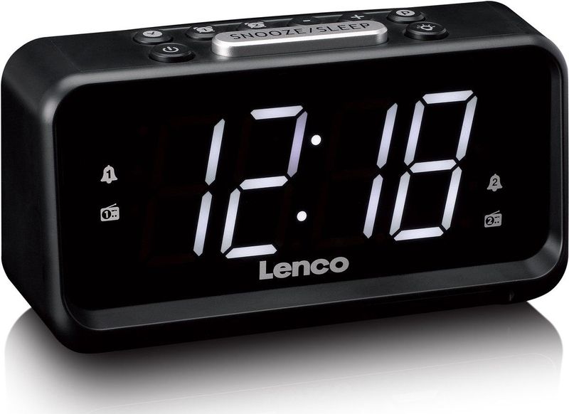 Lenco - CR-28BK - Wekkerradio - Zwart - Met Handmatige Dimmer en Helder LED-Display