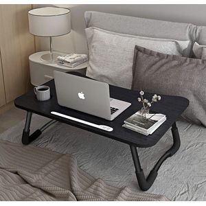 Laptoptafel Inklapbaar, Laptop Bureau met 4 USB-Oplaadpoorten/Lade/Tablet Houder/Bekerhouder, Voor Bed, Bank, Vloer (60 x 40 cm, Zwart)