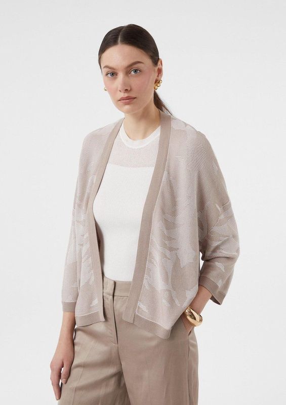 comma - Strickjacke - Gebreid Vest - Met Bloemmotief