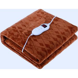 CR7435 Elektrisch Eenpersoonsbed 150x80 Cm - 8 Temperatuurniveaus - LED-display - Timer - Wasbaar Bruin Fleece - 60W