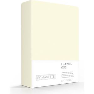 Romanette - Flanel - Laken - Tweepersoons - 200x260 cm - Ivoor