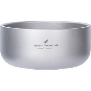 Dubbelwandige Rijstsoepkommen - 420 ml - Titanium - Ice Cream Cup - Outdoor Camping - Duurzaam Metalen Servies - Lichtgewicht - Ronde Kom - Reizen Wandelen - Backpacken - Thuis