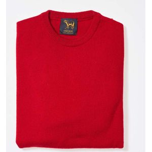 Osborne Knitwear Trui met ronde hals - Sweater heren in Lamswol - Pullover Heren - Tartan Scarlet - L
