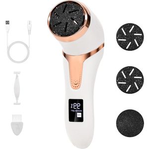 Elektrische eeltverwijderaar met 2 snelheden, batterij-indicator en 3 reserverollen - Compleet professionele voetverzorgingsset