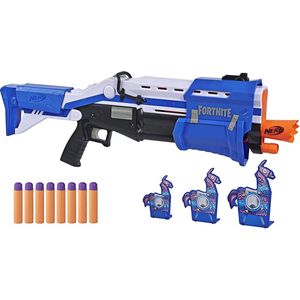 NERF Fortnite TS Blaster - Blauw - 4 Darts - Inclusief LAMA Targets