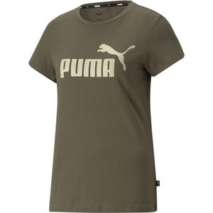 Puma Sportshirt Dames model Logo Tee - Mosgroen/Wit - Maat XL