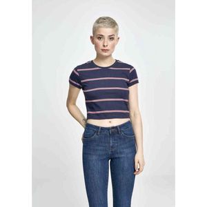 Urban Classics - Yarn Dyed Skate Stripe Crop top - XL - Blauw/Rood