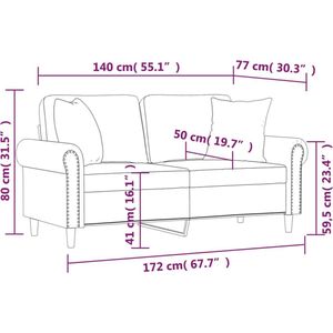 vidaXL - Tweezitsbank - met - sierkussens - 140 - cm - fluweel - donkergroen