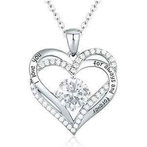 Silver Plated Swarovski® hart ketting - 45 cm - Valentijnsdag - Moederdag Cadeau - Geschenkset Vrouwen - Cadeau voor Vrouw - Verjaardagscadeau - Cadeau - Geschenk voor haar - Kerst Cadeau - Juwelia