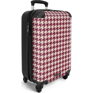 NoBoringSuitcases.com® - Handbagage koffer lichtgewicht - Reiskoffer trolley - Paars Pied de Poule patroon - Reis rolkoffer met wieltjes - Carry on reistrolley op wielen - Luggage suitcase - 55x40x20 en 55x35x25 - Bagage 55 cm