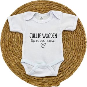Romper | Jullie worden opa en oma - zwangerschapsaankondiging - zwanger - in verwachting - baby op komst - grootouders | Wit