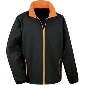 Sports Softshell Jas Unisex - Kleur Zwart/Oranje - Maat XL