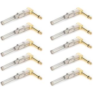 Audio Mono Plug 635mm Vergulden 90 Graden Curve Mannelijke DIY Microfoonkabel - Lassen - Luidspreker Elektrische Gitaar .