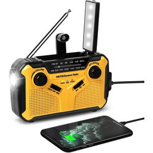 Noodradio - Opwindbare Radio - 4000MAH - Dynamo Solar - Noodpakket Opwindbaar - Zaklamp / Powerbank - Survival radio - grijs - AM/FM - Zakradio - Emergency radio