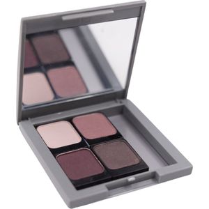 Oogschaduw palette - eyeschadow colors - John v G -eggplant - beige - bruin - aubergine - 4 kleuren eyeshadow incl stevig doosje met spiegel en applicator - cadeau moeder - kerst gift present