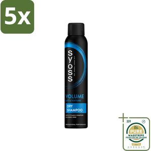 5 x SYOSS - Volume Droogshampoo - Shampoo - Voor Volumeboost - 200ml - Grootverpakking - Volumeboost - Droogshampoo - Fris Haar - Salonkwaliteit - Haartype