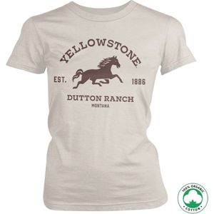 Yellowstone Dames Tshirt -L- Dutton Ranch - Montana Organic Wit