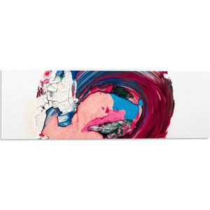 PVC Schuimplaat- Verfveeg met Blauw en Roze tegen Lichtgekleurde Achtergrond - 60x20 cm Foto op PVC Schuimplaat