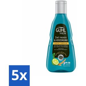 5 x Guhl - 3-in-1 Shampoo - Freshness & Care Man - 250 ml - 3-in-1 Shampoo - Mannelijk Haar - Frisheid Shampoo - Menthol Shampoo - Cafeïne Shampoo
