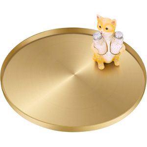 Gouden rond dienblad van metaal met anti-slip dienblad decoratieve plaat en decoratief dienblad ( 32 cm, goud)