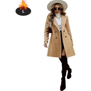 Bovista Mantel Dames - Tussenmantel - Jas - Mantelpakje - Trenchcoat - Overjas - Overcoat - Winter - Khaki - S
