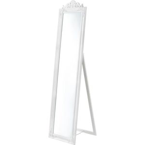 Vrijstaande spiegel Matilda - Met Barok Lijst - Verstelbaar - 160x40 cm - Wit - Eucalyptushout - Luxe Look