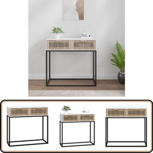 vidaXL Wandtafel - 80x30x75 cm - Wit Hout & IJzer Scandinavische Wandtafel - Wandconsole - Houten Kast - Salontafel - Entreetafel